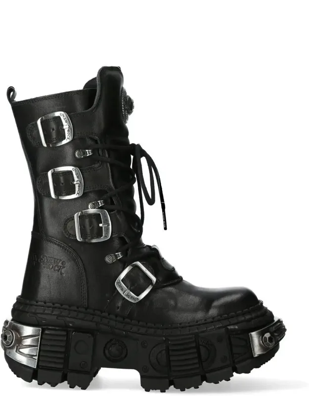 Mid Calf Gothic Leather Boots