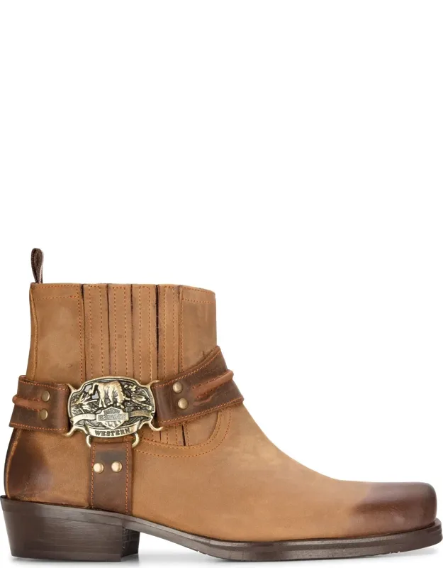 Leather Cowboy Ankle Boots