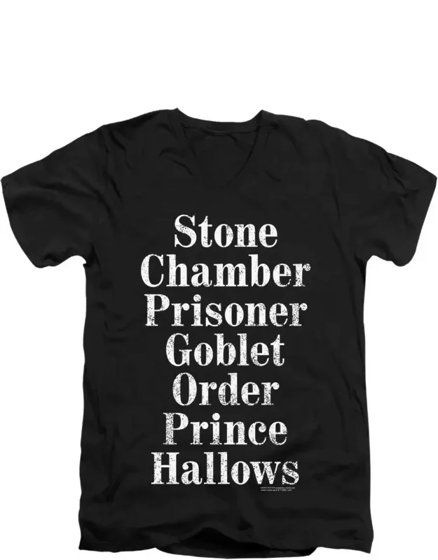 Harry Potter Titles Short Sleeve V Neck Premium Cotton T-shirt
