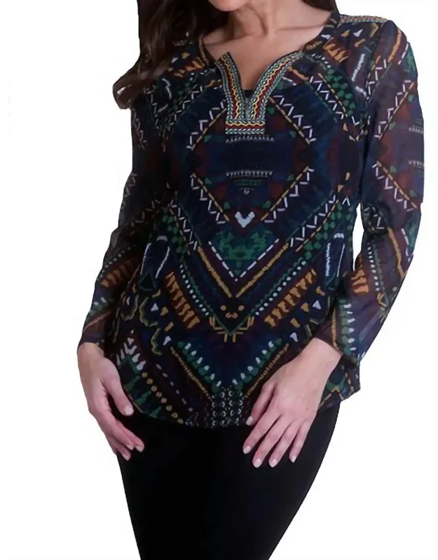 Long Sleeve Tie Neck Blouse