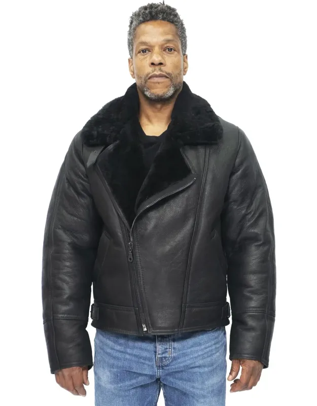 Haverhill Bomber Jacket With Thick Sheepskin Lining And Off Centred Ykk Zip