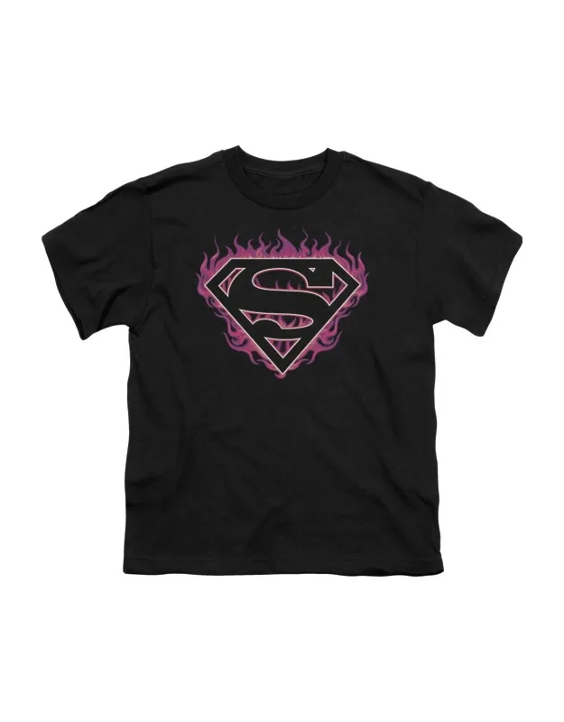 Superman Fuchsia Flames Short Sleeve Tee - Stylish For Everyday Wear, 100% Cotton