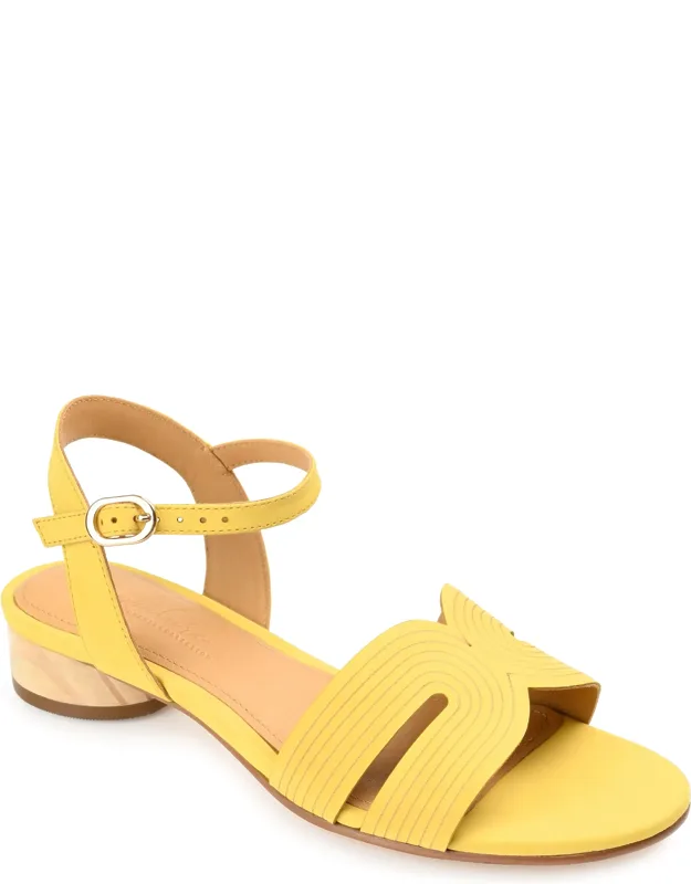 Signature Genuine Leather Buckle Ankle Strap Sandals
