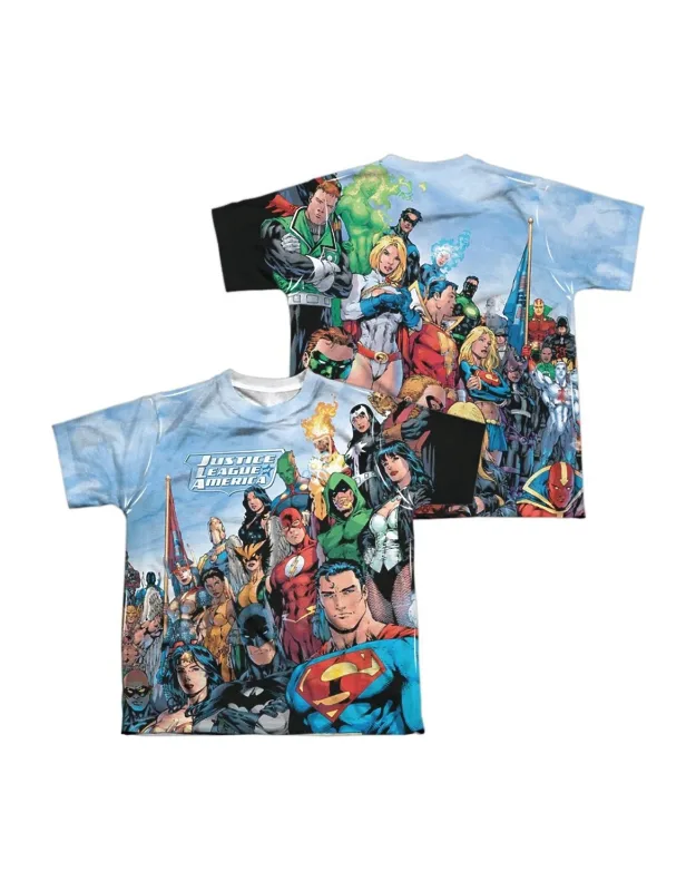 Jla Justice League Of America Short Sleeve Youth Poly Crew Tee - Stylish For Everyday Wear, 100% Officially Licensed
