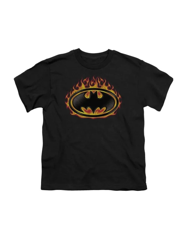 _batman Bat Flames Shield Short Sleeve Tee / T-shirt Stylish Easy_