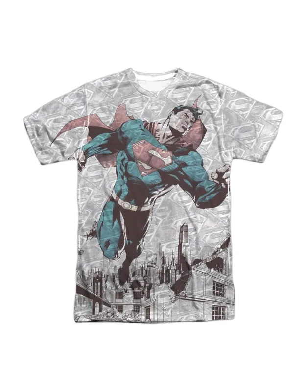 Superman War Zone Short Sleeve Poly Crew Tee - Stylish For Everyday Wear
