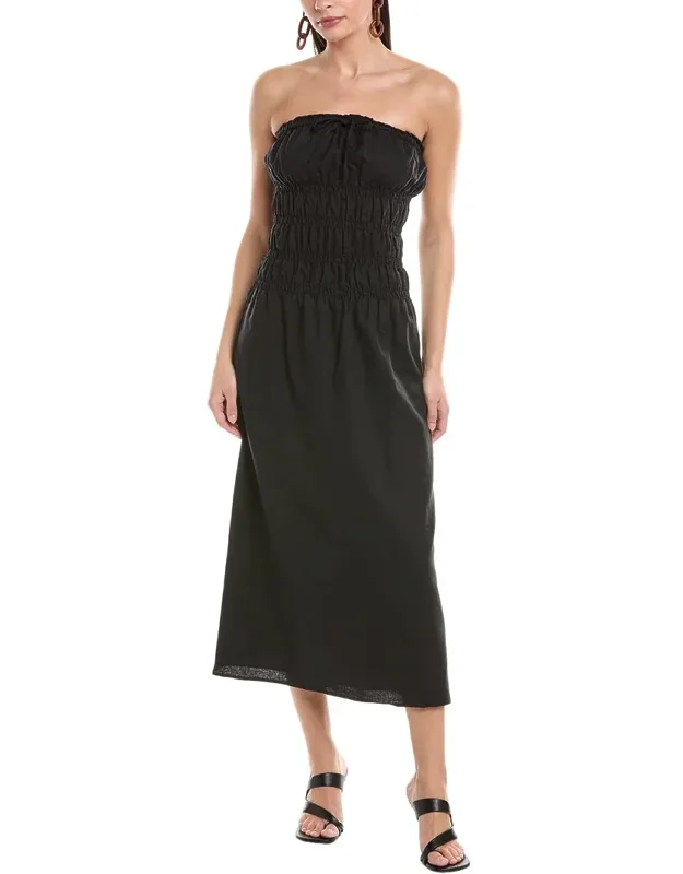 Air Smocked Linen-blend Midi Dress