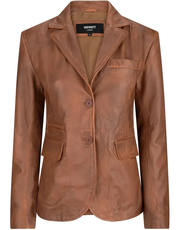 Real Leather Slim Fit Blazer