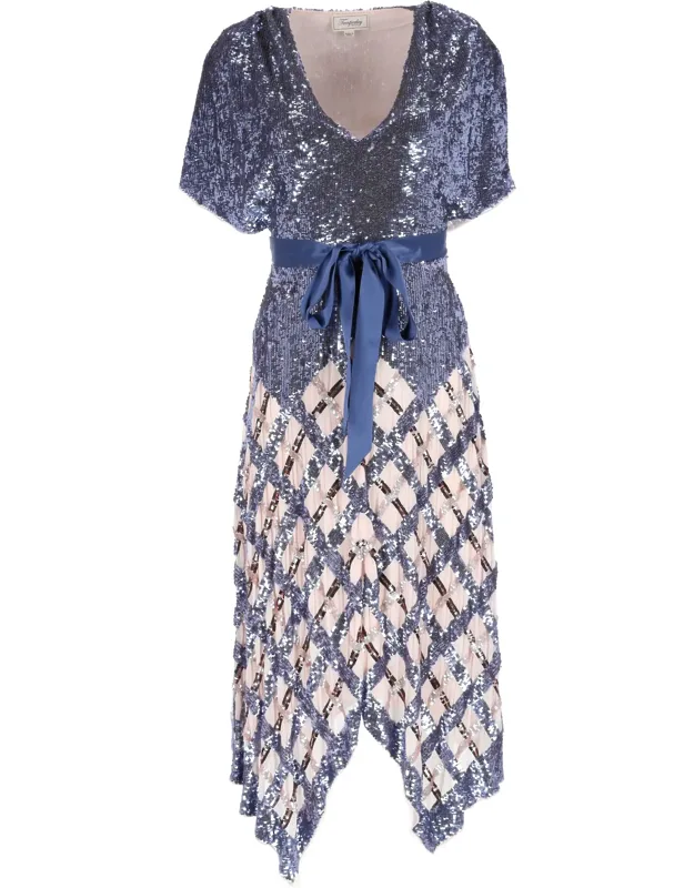 Belted Sequined Midi Dress