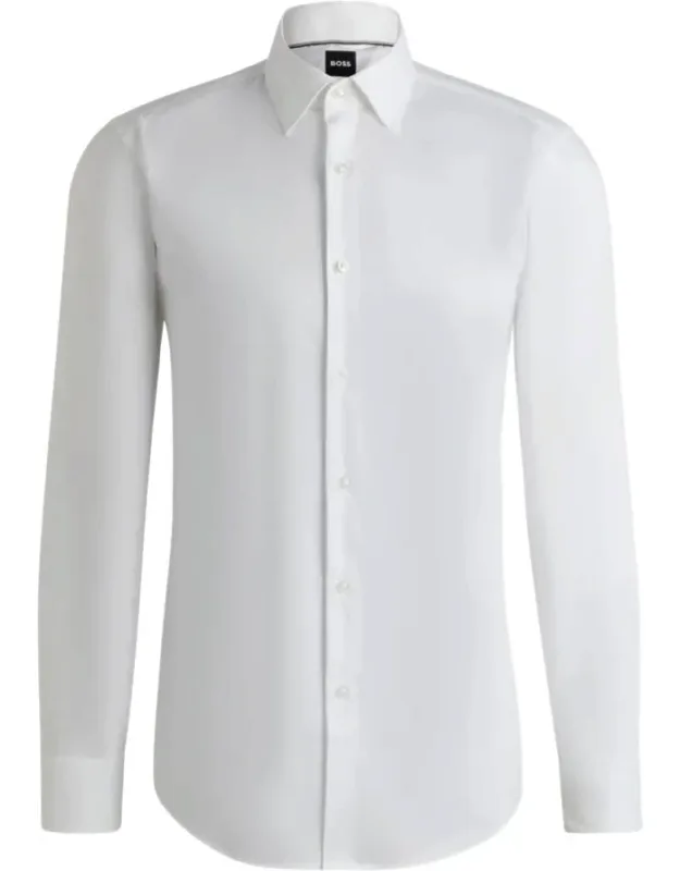 Slim-fit Shirt In Easy-iron Cotton Poplin, Treated With An Easy-iron Finish, Super-soft Feel