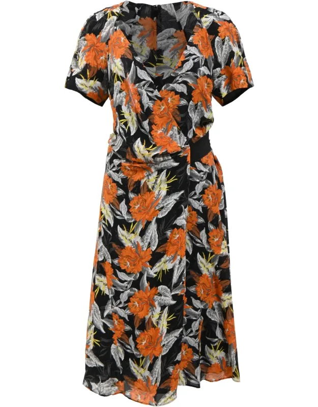 Floral Printed Wrap Midi Dress