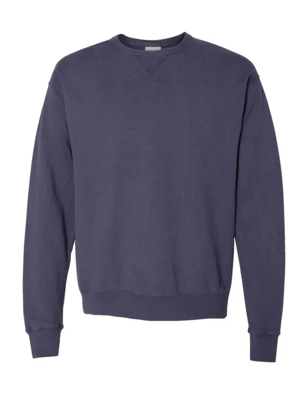 Comfortwash Crewneck Sweatshirt With Ribbed V-notch Collar And Double-needle Coverstitching