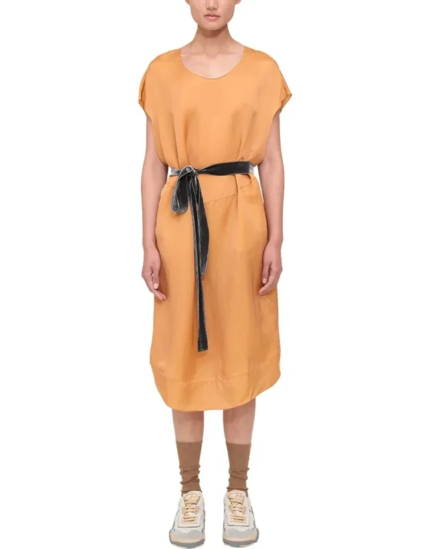 Belted Silk-blend Midi Dress