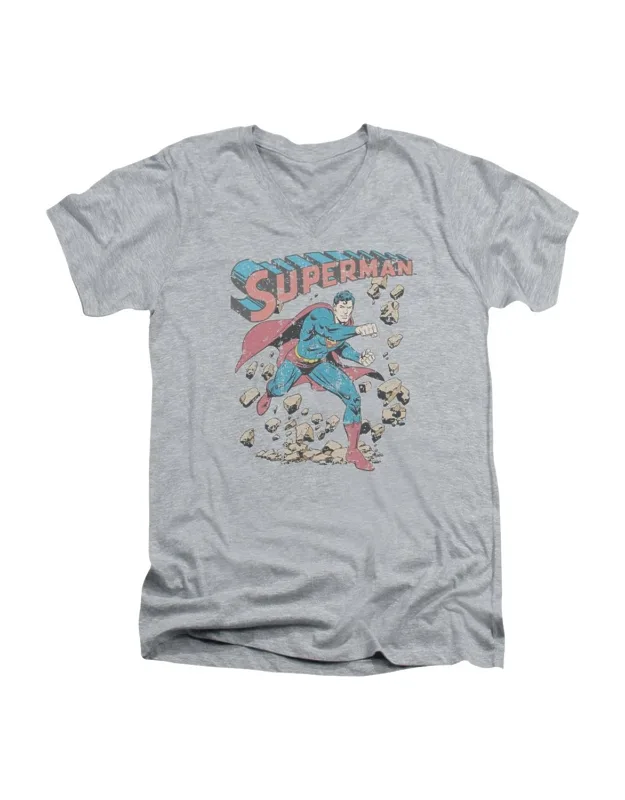 Superman Mad At Rocks V Neck T-shirt