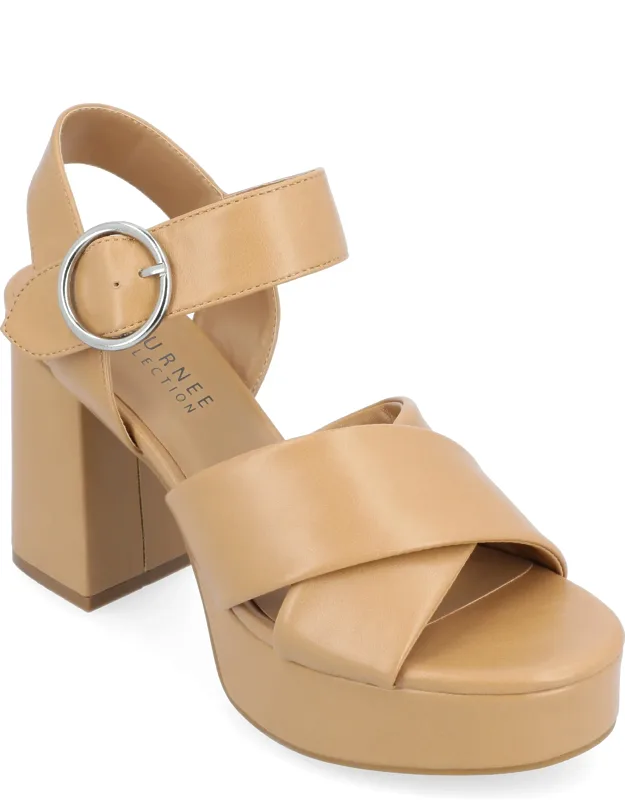 Journee Collection Tru Comfort Foam Akeely Sandals With Luxe Vegan Leather Platform And Crisscross Straps