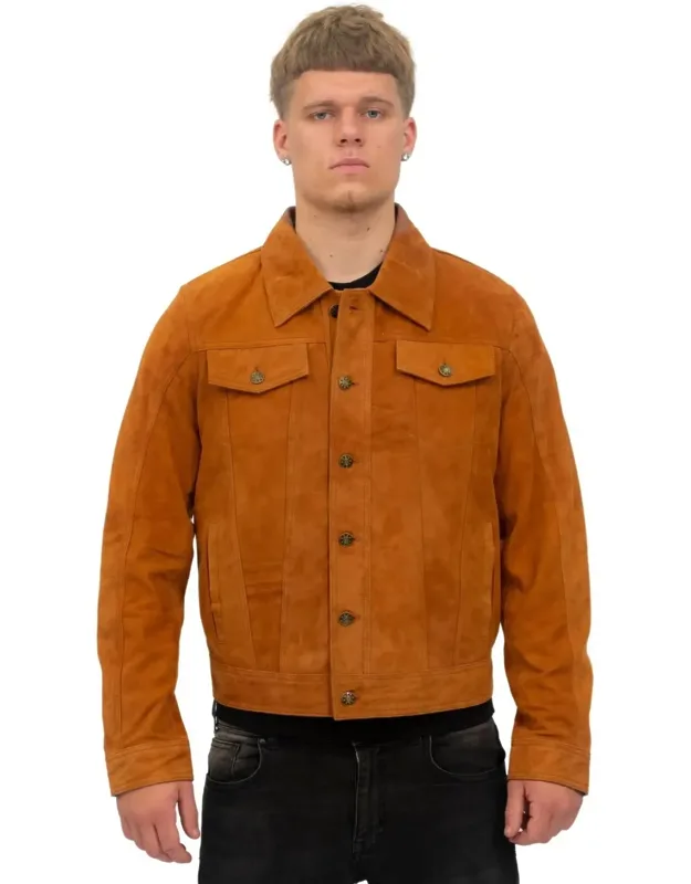 Goat Suede Leather Trucker Jacket