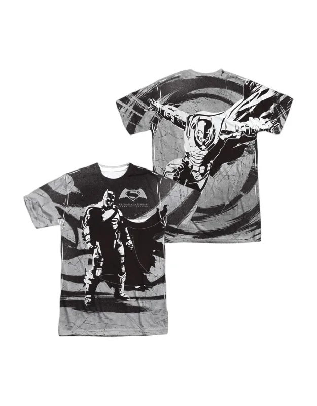 _batman V Superman Contrast (front/back Print) Short Sleeve Poly Crew Tee / T-shirt Stylish Easy_