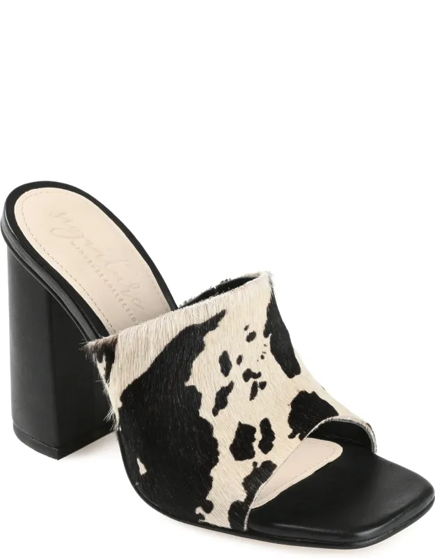 Journee Signature Genuine Leather Deena Slip On Block Heel Sandals With Tru Comfort Foam Insole