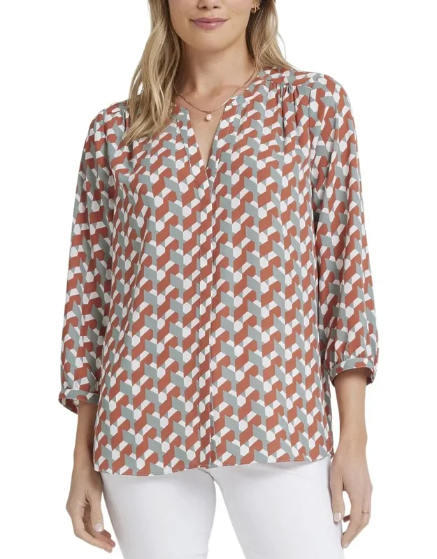 Pintuck Blouse With Billowy Sleeves And Eco-friendly Fabric