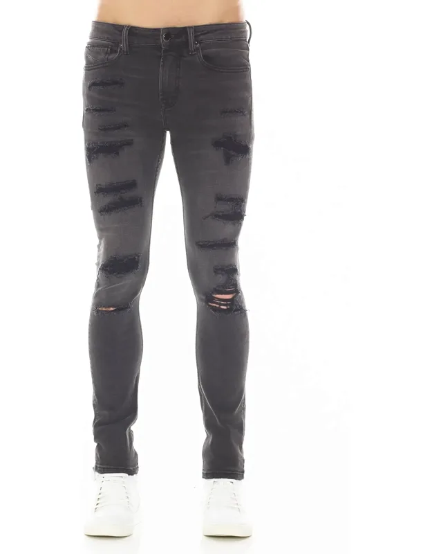 _strat Super Skinny Fit Jean In Phantom With Vintage Wash And Rips_