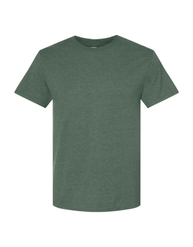 Premium Blend Crewneck T-shirt With Moisture Management And Double-needle Hemmed Sleeves