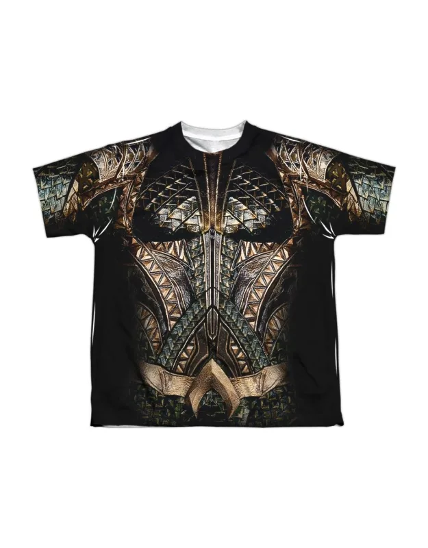 Justice League Movie Aquaman Uniform Short Sleeve Poly Crew Tee - Stylish For Everyday Wear