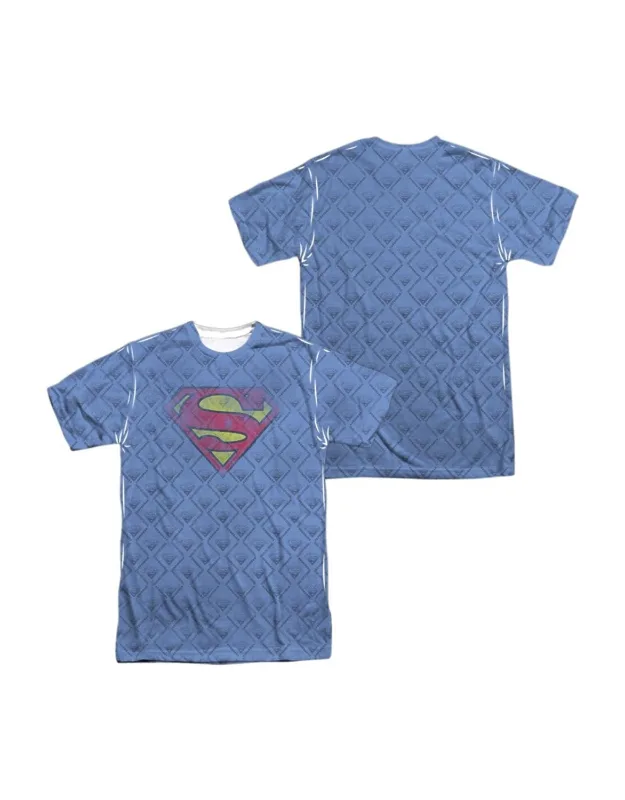 Superman Repeat Over Distressed Short Sleeve Crew Tee