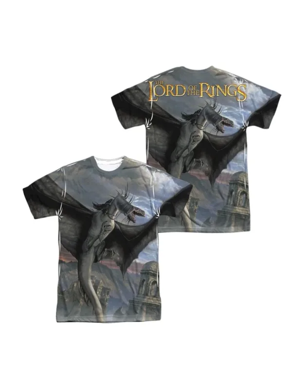 Lord Of The Rings Fellbeast (front/back Print) Short Sleeve Poly Crew Tee - Stylish For Everyday Wear
