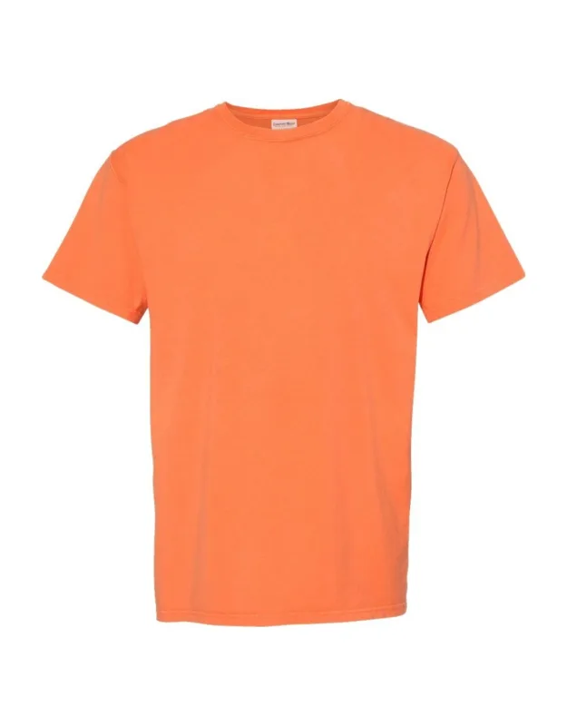 Comfortwash T-shirt With Double-needle Coverstitched And Ribbed Set-in Collar