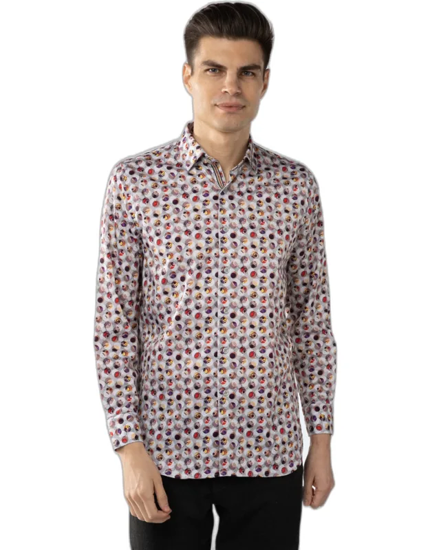 Circle Shirt With Classic Button-down Design And Natural Stretch Fabric