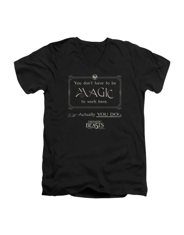Magic To Work Here Short Sleeve V Neck Premium Cotton Tee