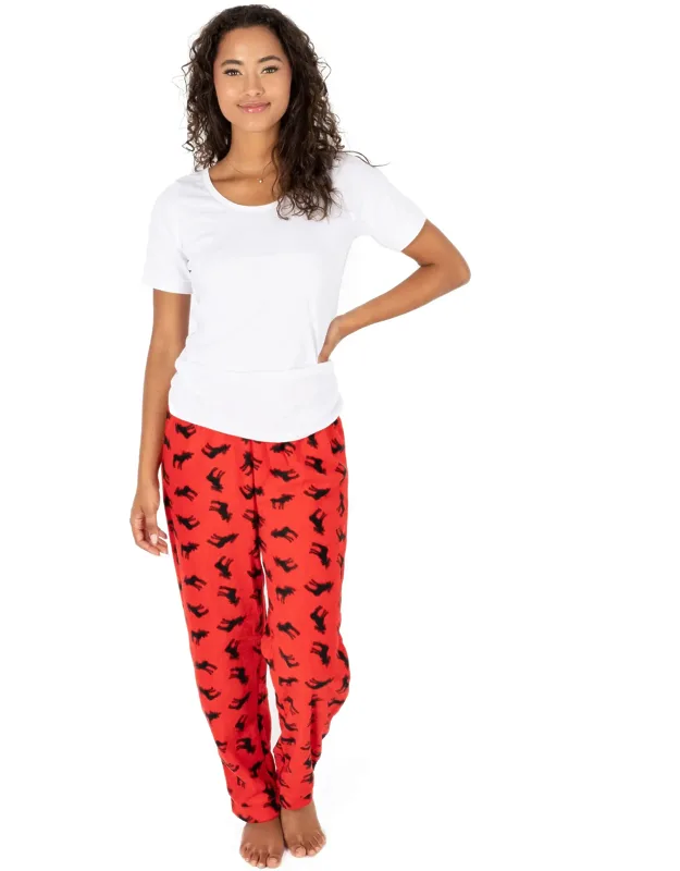 Christmas Fleece Pajama Pants Moose