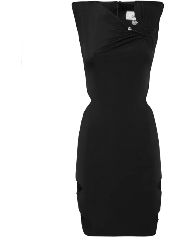 Mini Dress With Asymmetrical Neckline And Side Cutouts