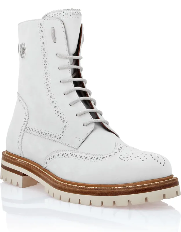 Nubuck Mid Flat Hexagon Boots