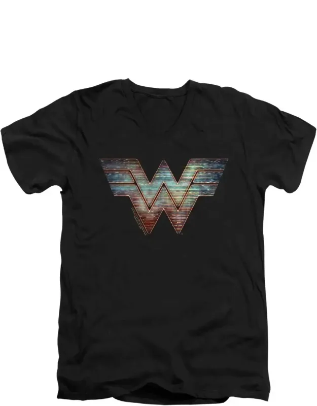Wonder Woman 84 Static Logo Short Sleeve V Neck Premium Cotton T-shirt
