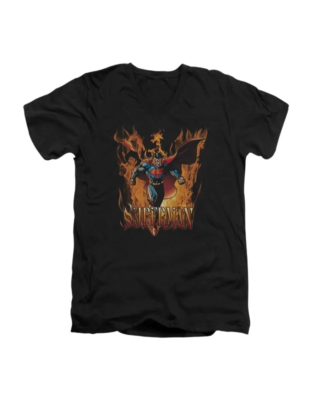 Superman Through The Fire V Neck T-shirt