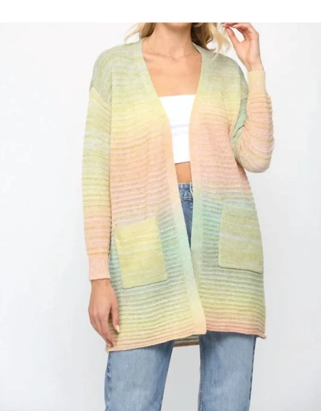 Ombre Yarn Knitted Open Cardigan