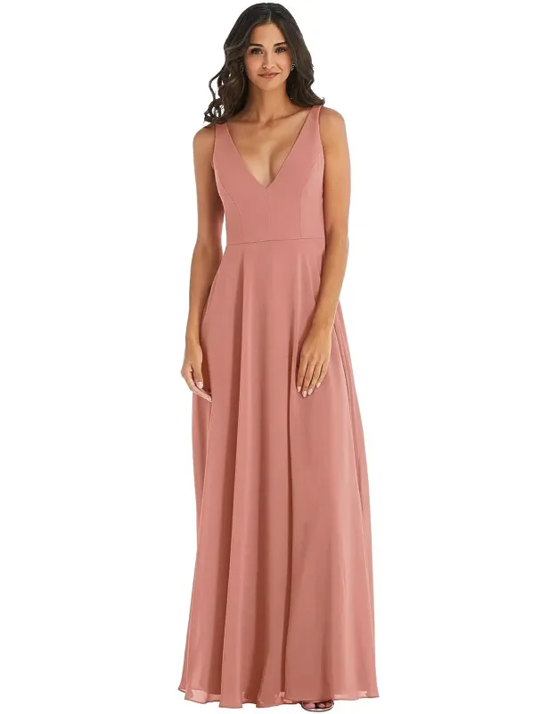 V-neck Chiffon Maxi Dress