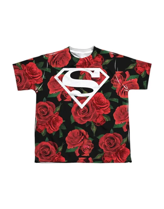 Superman Super Floral Short Sleeve Poly Crew Tee / T-shirt, Stylish For Everyday Wear