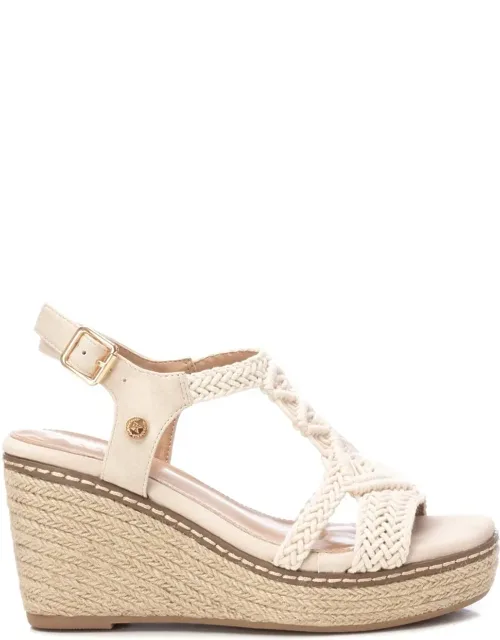 Jute Wedge Sandals With Braided Design And Metallic Buckle Closure