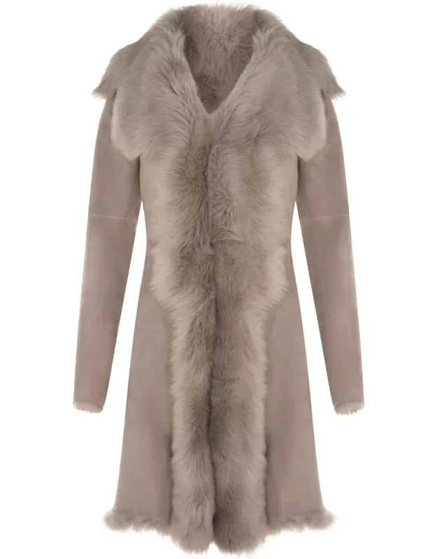 Toscana Sheepskin Suede Trench Coat-tbilisi With Luxurious Revere Collar And Custom Length Options