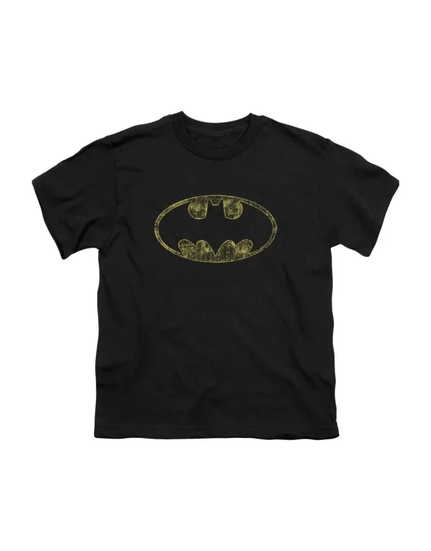 Batman Tattered Logo Short Sleeve Tee - Stylish For Everyday Wear, 100% Cotton