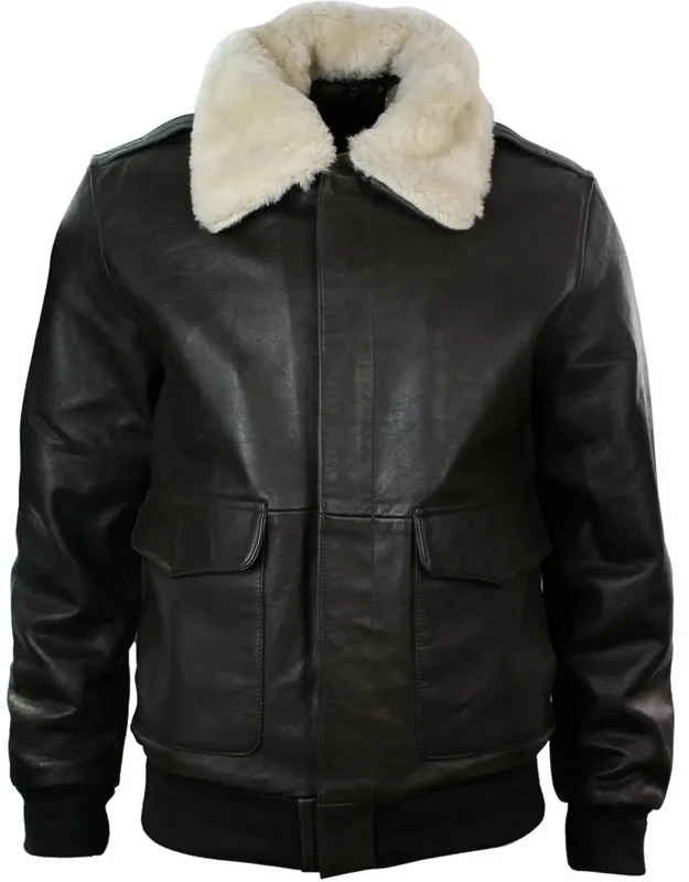 Leather Collar Bomber Jacket