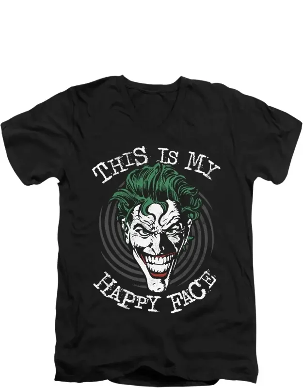 Batman Maniacal Spiral V Neck Premium Cotton T-shirt
