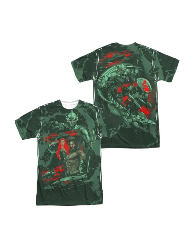 Aquaman Movie Good And Evil (front/back Print) Short Sleeve Poly Crew Tee - Stylish For Everyday Wear