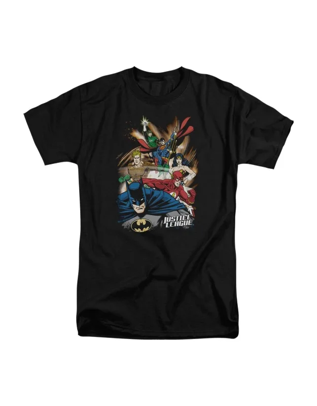 Justice League Of America Starburst Short Sleeve Tee - 100% Cotton, Officially Licensed