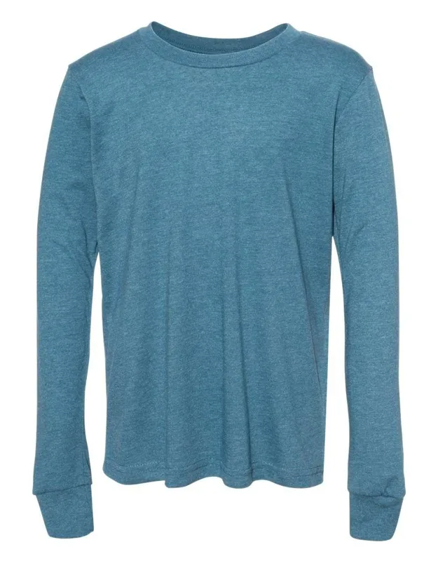 Heather Cvc Long Sleeve Tee, 4.2 Oz., 52/48 Airlume Combed And Ringspun Cotton/polyester, Retail Fit