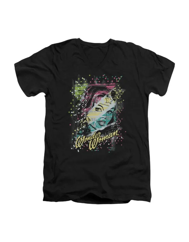 Dc Comics Color Block Short Sleeve V Neck Tee - Stylish And Everyday Wear