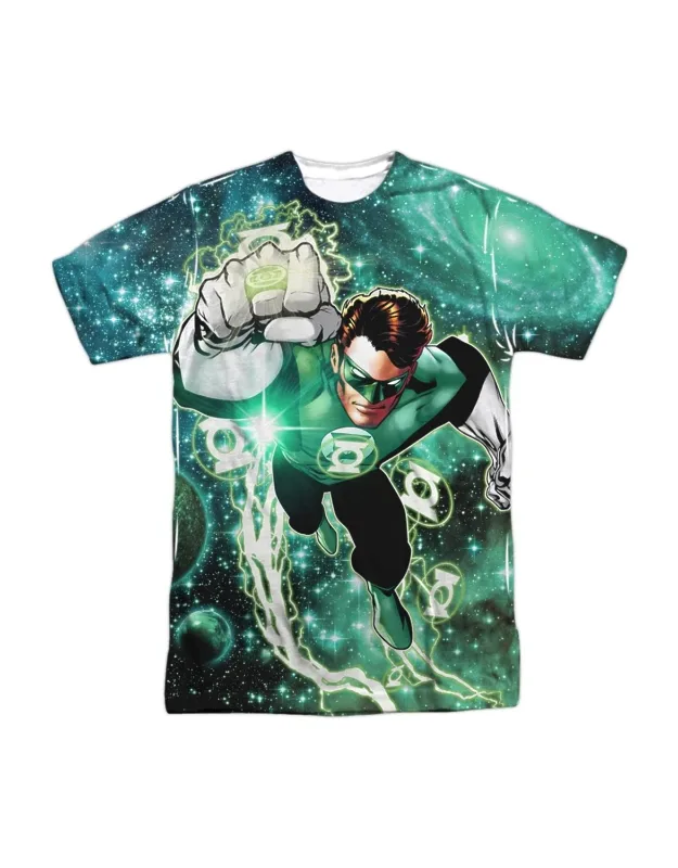 Green Lantern Galactic Short Sleeve Poly Crew Tee / T-shirt, 100% Officially Licensed