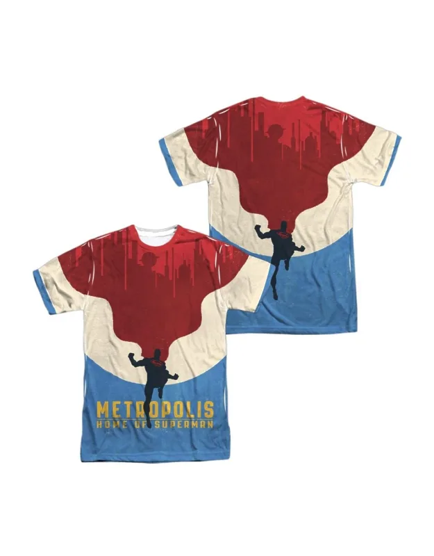 Superman Home (front/back Print) Short Sleeve Poly Crew Tee - Easy Everyday Wear, 100% Officially Licensed
